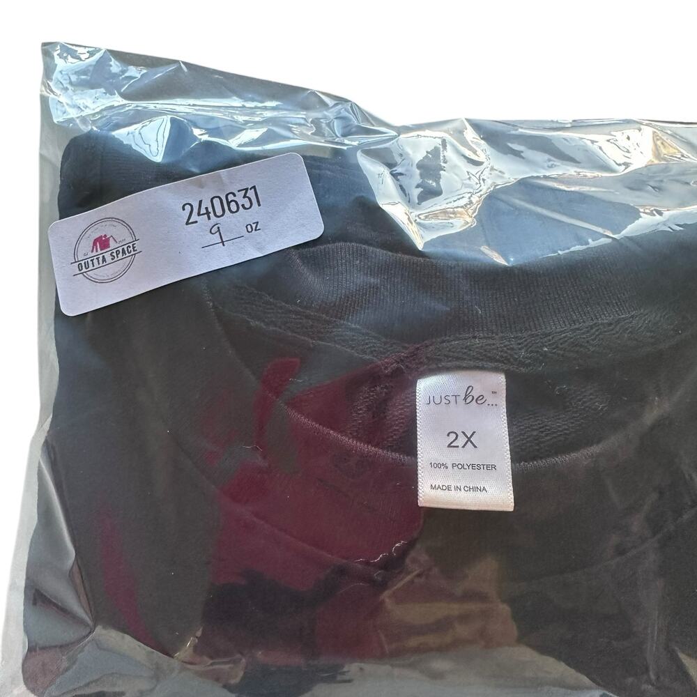 Womens Sweatshirt Size 2X Black Raglan Soft Winter Fall Comfy Cozy Essentials - Picture 7 of 7